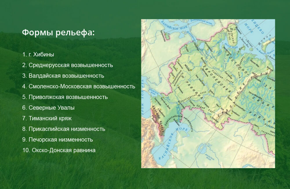 Описание среднерусской равнины по плану география 5 класс