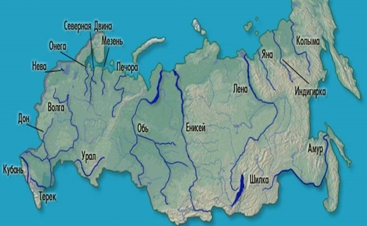 От волги до енисея. Самая длинная река протекает по территории России 6а карте.